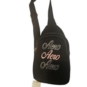 Aeropostale Black Crossbody Bag with Pink Accents Slingback Travel